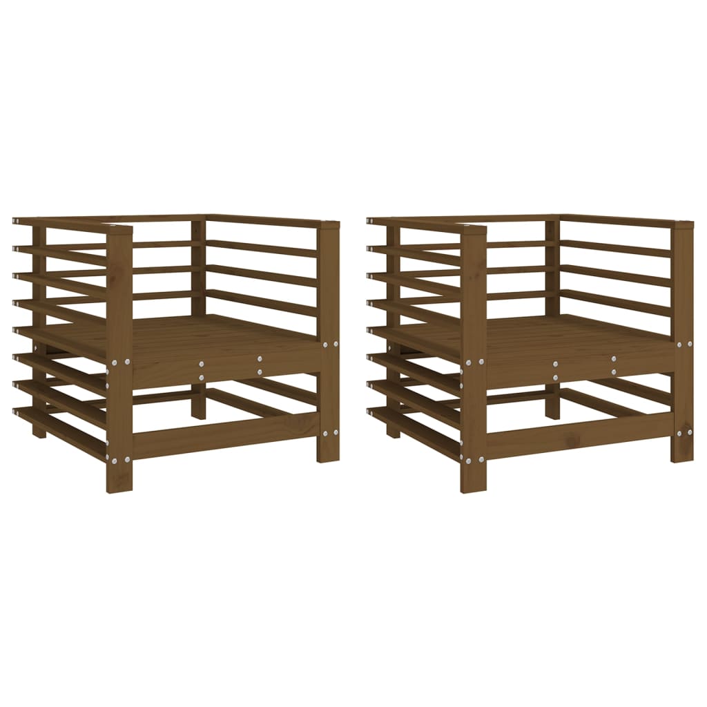 Chaises de jardin lot de 2 marron miel bois massif de pin