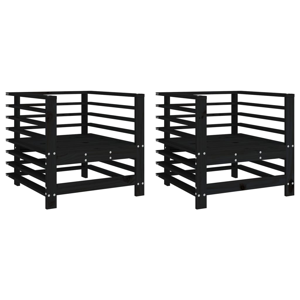 Chaises de jardin lot de 2 noir bois massif de pin