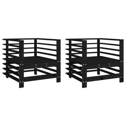 Chaises de jardin lot de 2 noir bois massif de pin