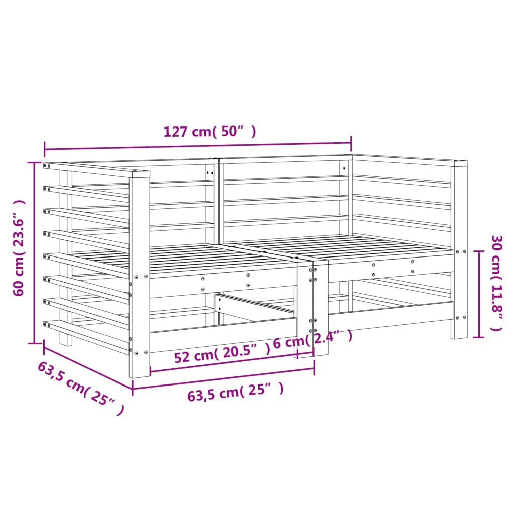 Canapés d'angle de jardin 2 pcs bois de pin massif