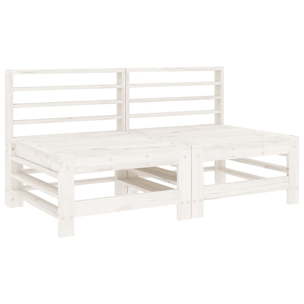 Canapés centraux de jardin 2 pcs blanc bois de pin massif