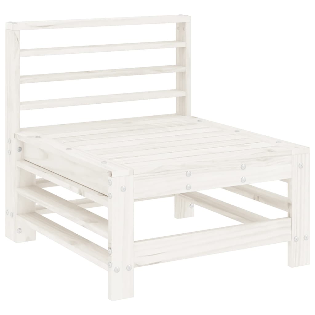 Canapés centraux de jardin 2 pcs blanc bois de pin massif