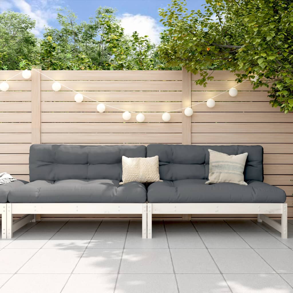 Canapés centraux de jardin 2pcs blanc 120x80 cm bois pin massif