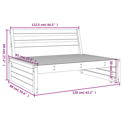 Canapé central de jardin gris 120x80 cm bois de pin massif