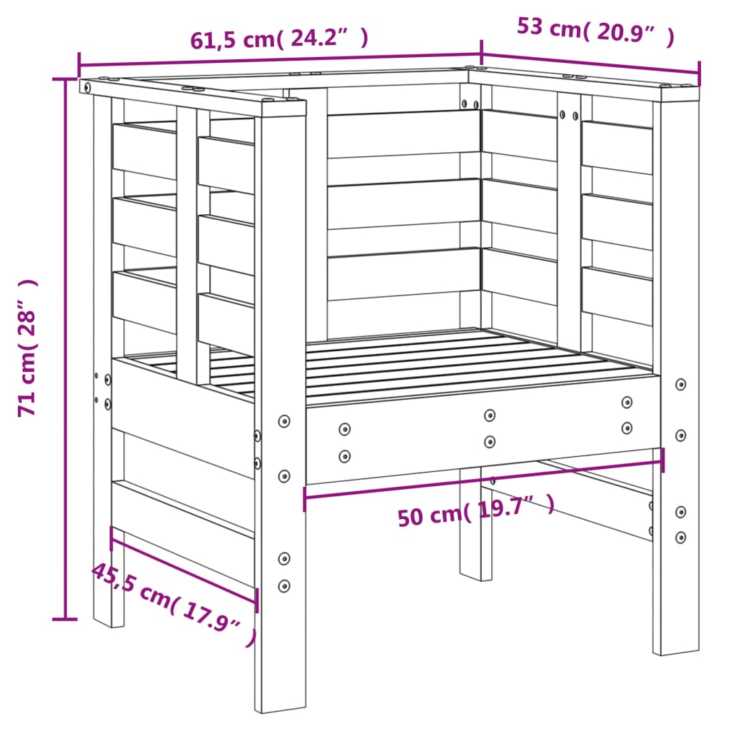 Chaises de jardin lot de 2 blanc 61,5x53x71 cm bois pin massif