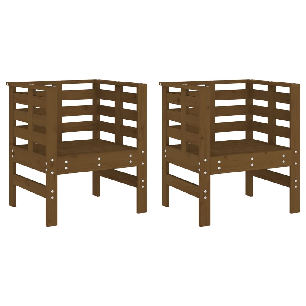 Chaises de jardin lot de 2 marron miel 61,5x53x71 cm pin massif