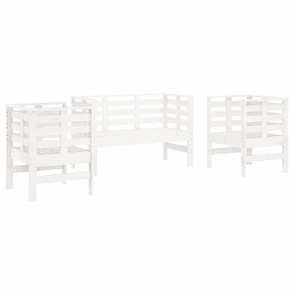 Salon de jardin 3 pcs blanc bois massif de pin