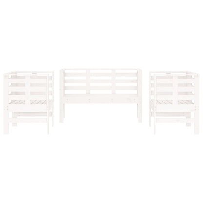 Salon de jardin 3 pcs blanc bois massif de pin