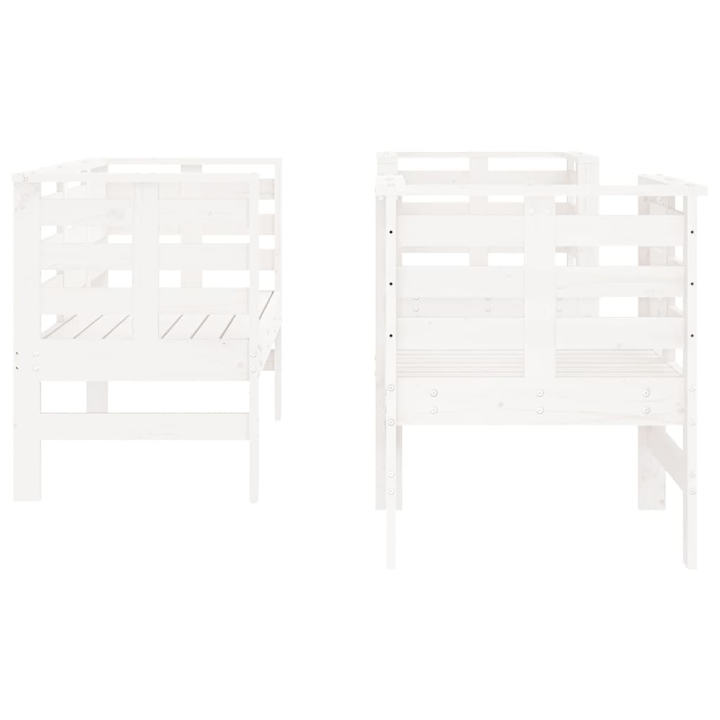 Salon de jardin 3 pcs blanc bois massif de pin