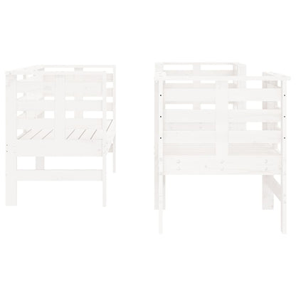 Salon de jardin 3 pcs blanc bois massif de pin