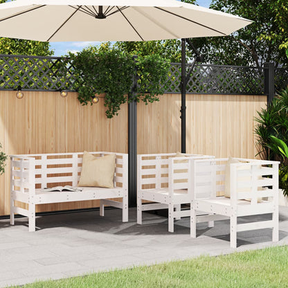 Salon de jardin 3 pcs blanc bois massif de pin