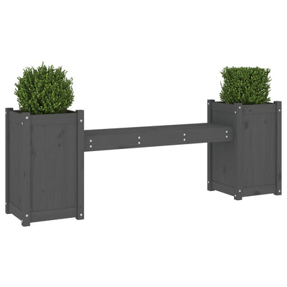 Banc avec jardinières gris 180x36x63 cm bois massif de pin