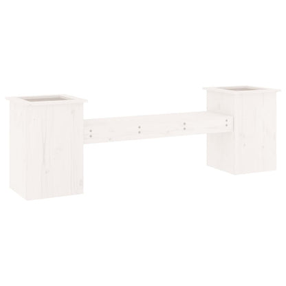 Banc avec jardinières blanc 184,5x39,5x56,5 cm bois massif pin