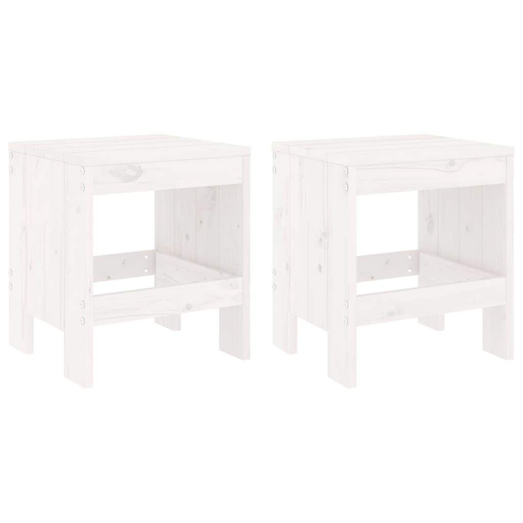 Tabourets de jardin lot de 2 blanc 40x36x45 cm bois massif pin