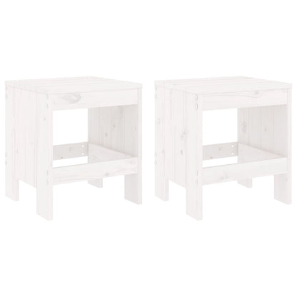 Tabourets de jardin lot de 2 blanc 40x36x45 cm bois massif pin