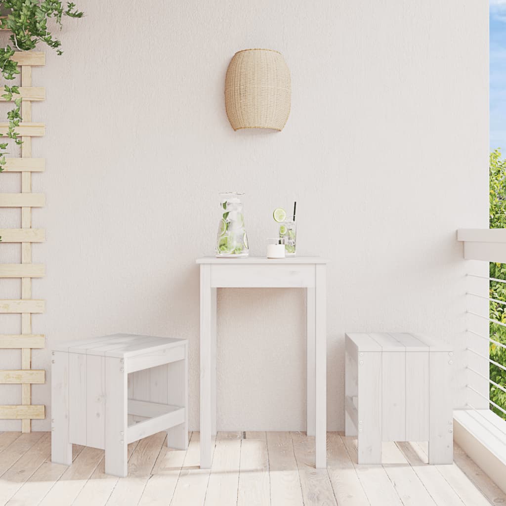 Tabourets de jardin lot de 2 blanc 40x36x45 cm bois massif pin