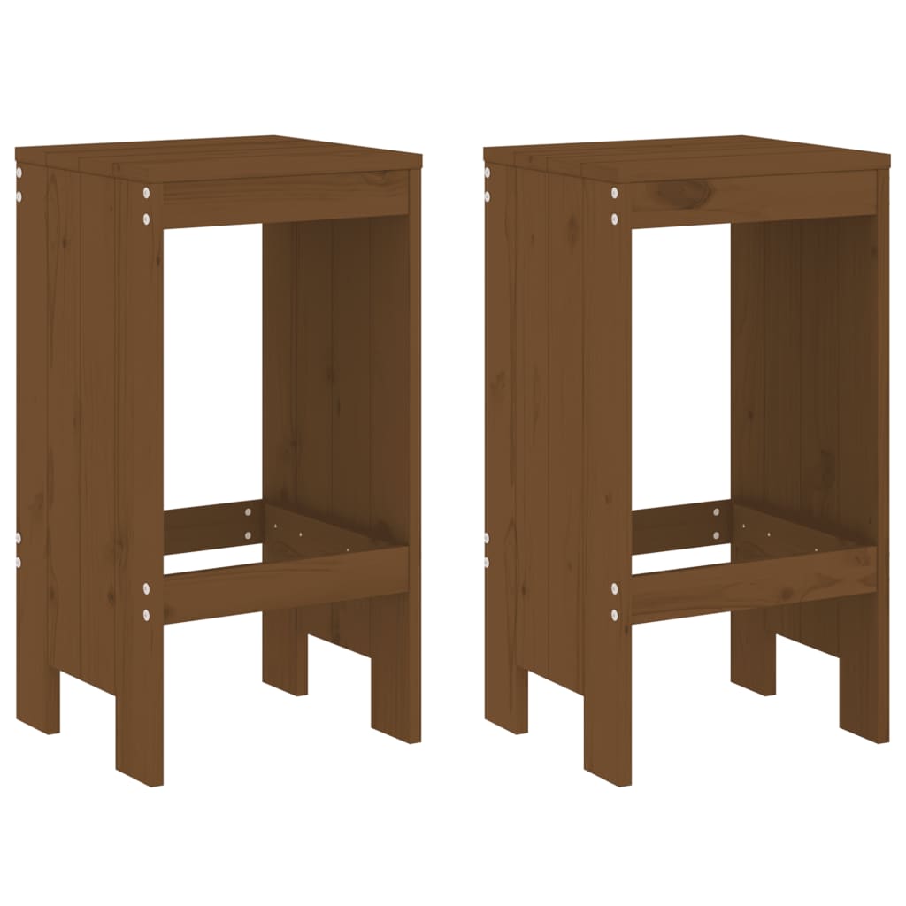 Tabourets lot de 2 marron miel 40x36x75 cm bois massif de pin