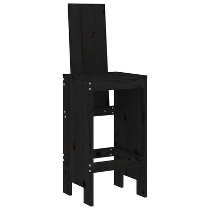 Tabourets de bar lot de 2 noir 40x42x120 cm bois massif de pin