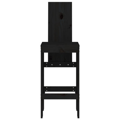 Tabourets de bar lot de 2 noir 40x42x120 cm bois massif de pin