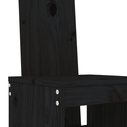 Tabourets de bar lot de 2 noir 40x42x120 cm bois massif de pin