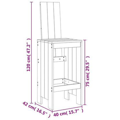 Tabourets de bar lot de 2 noir 40x42x120 cm bois massif de pin