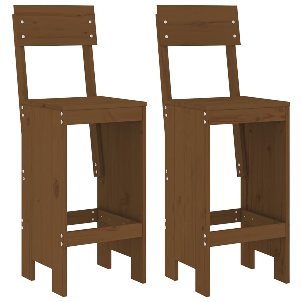 Tabourets lot de 2 marron miel 40x48,5x115,5 cm bois massif pin