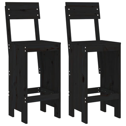 Tabourets de bar lot de 2 noir 40x48,5x115,5 cm bois massif pin