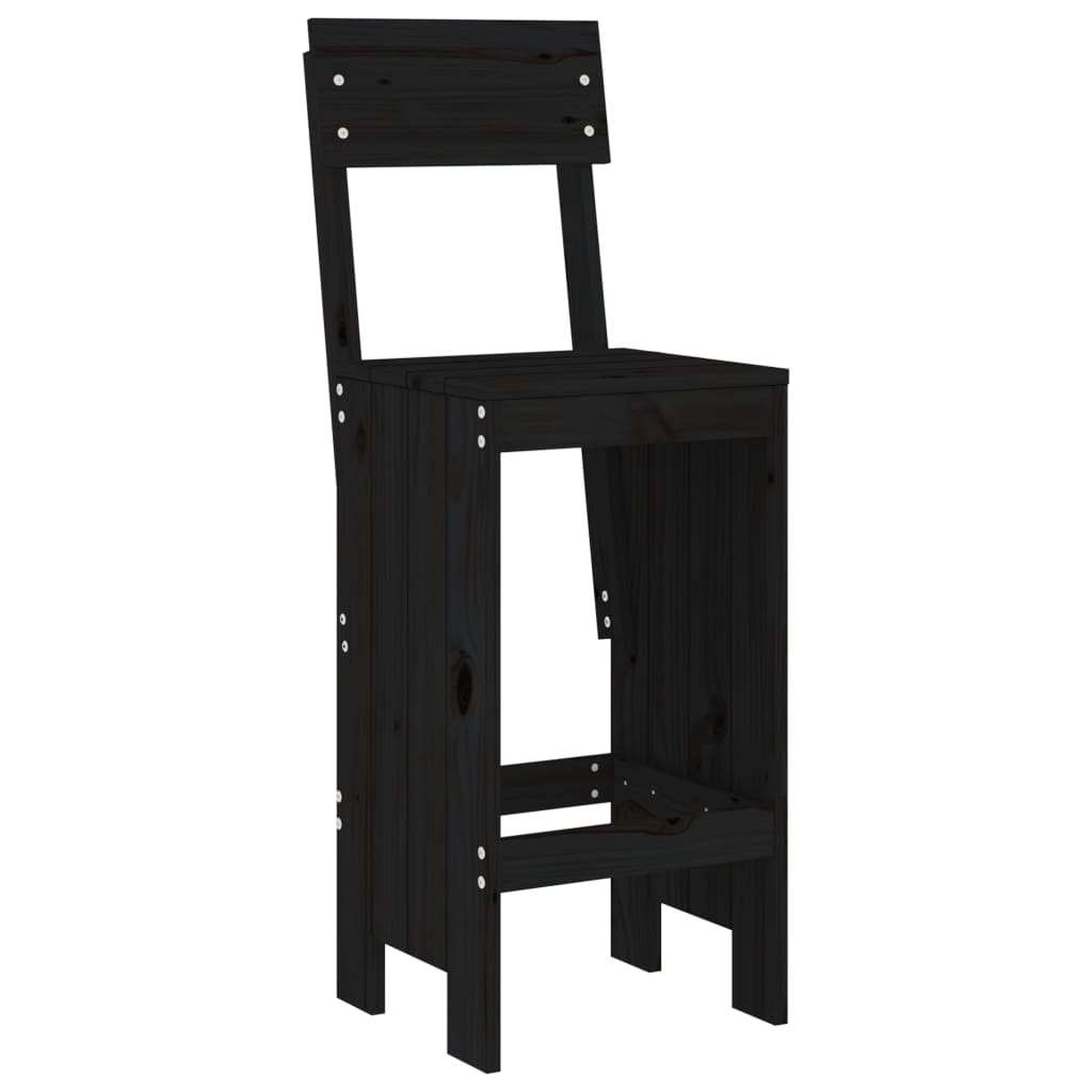 Tabourets de bar lot de 2 noir 40x48,5x115,5 cm bois massif pin