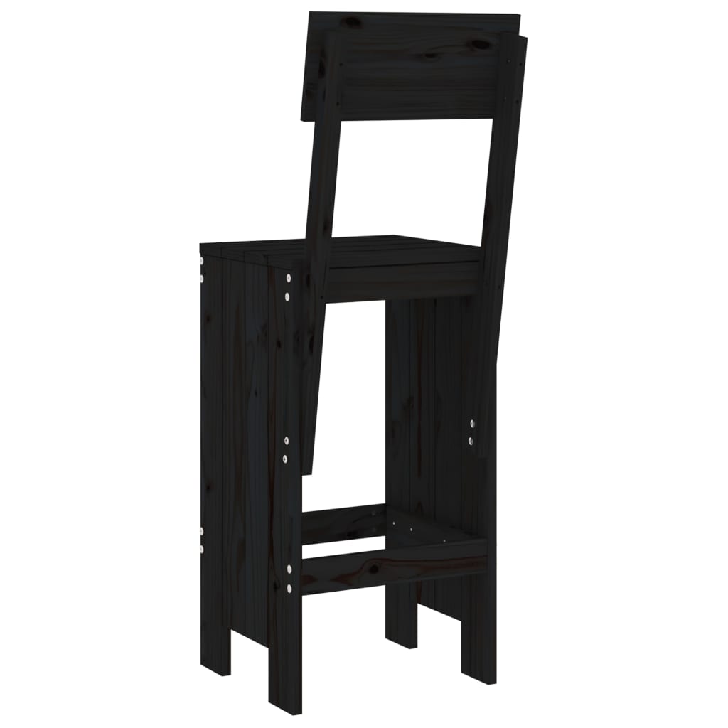 Tabourets de bar lot de 2 noir 40x48,5x115,5 cm bois massif pin