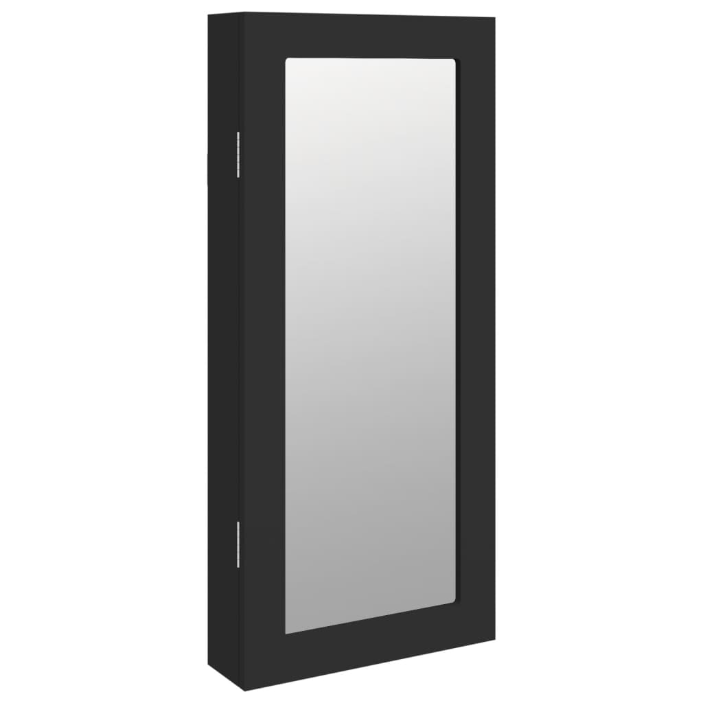 Armoire à bijoux avec miroir murale noir 30x8,5x67 cm