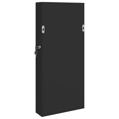 Armoire à bijoux avec miroir murale noir 30x8,5x67 cm