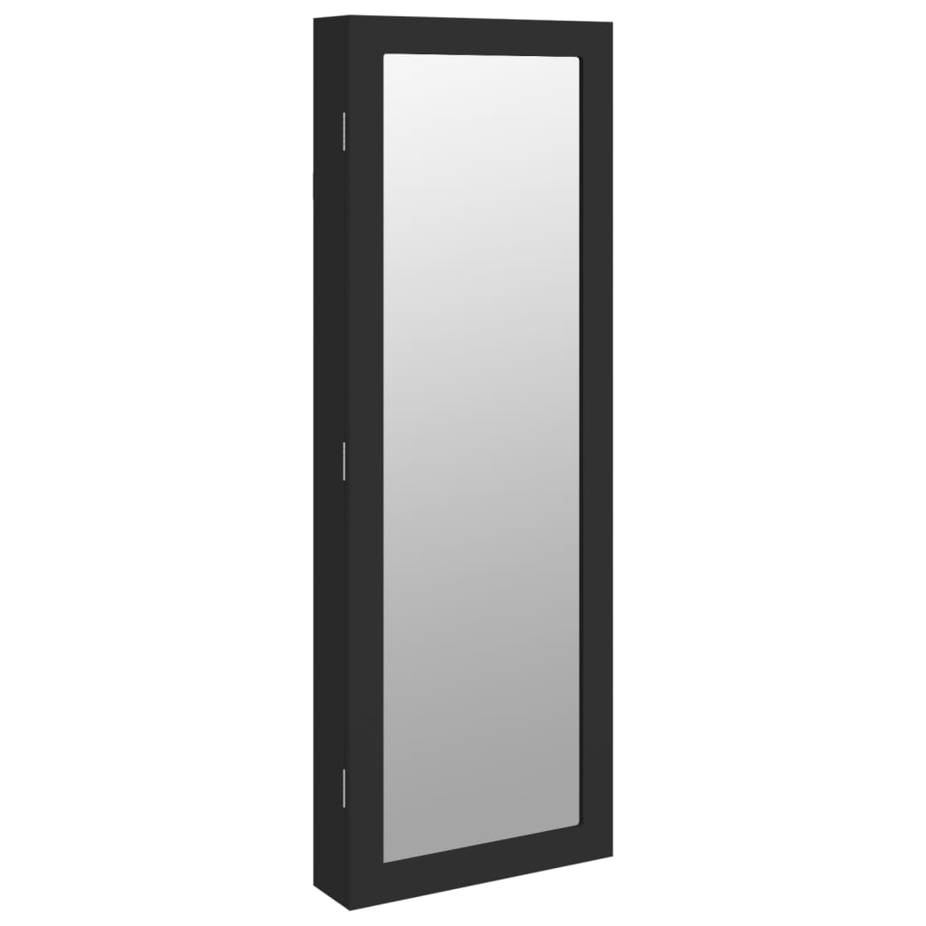 Armoire à bijoux avec miroir murale noir 37,5x10x106 cm