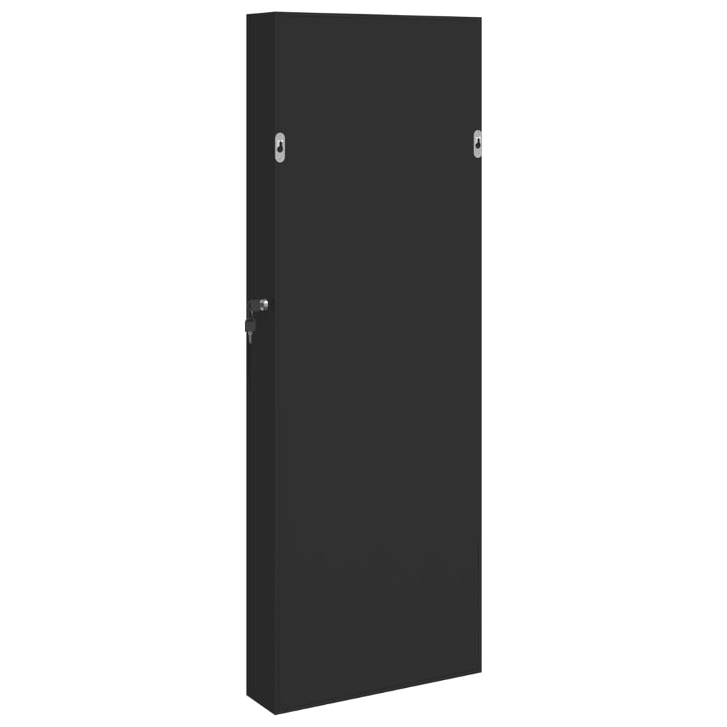 Armoire à bijoux avec miroir murale noir 37,5x10x106 cm