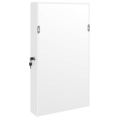 Armoire à bijoux avec miroir murale blanc 37,5x10x67 cm