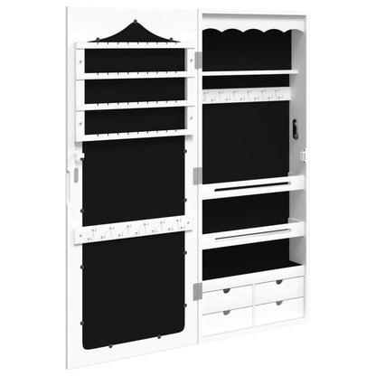 Armoire à bijoux avec miroir murale blanc 37,5x10x90 cm