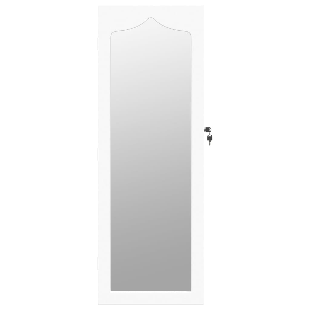 Armoire à bijoux avec miroir murale blanc 37,5x10x106 cm