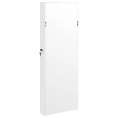 Armoire à bijoux avec miroir murale blanc 37,5x10x106 cm