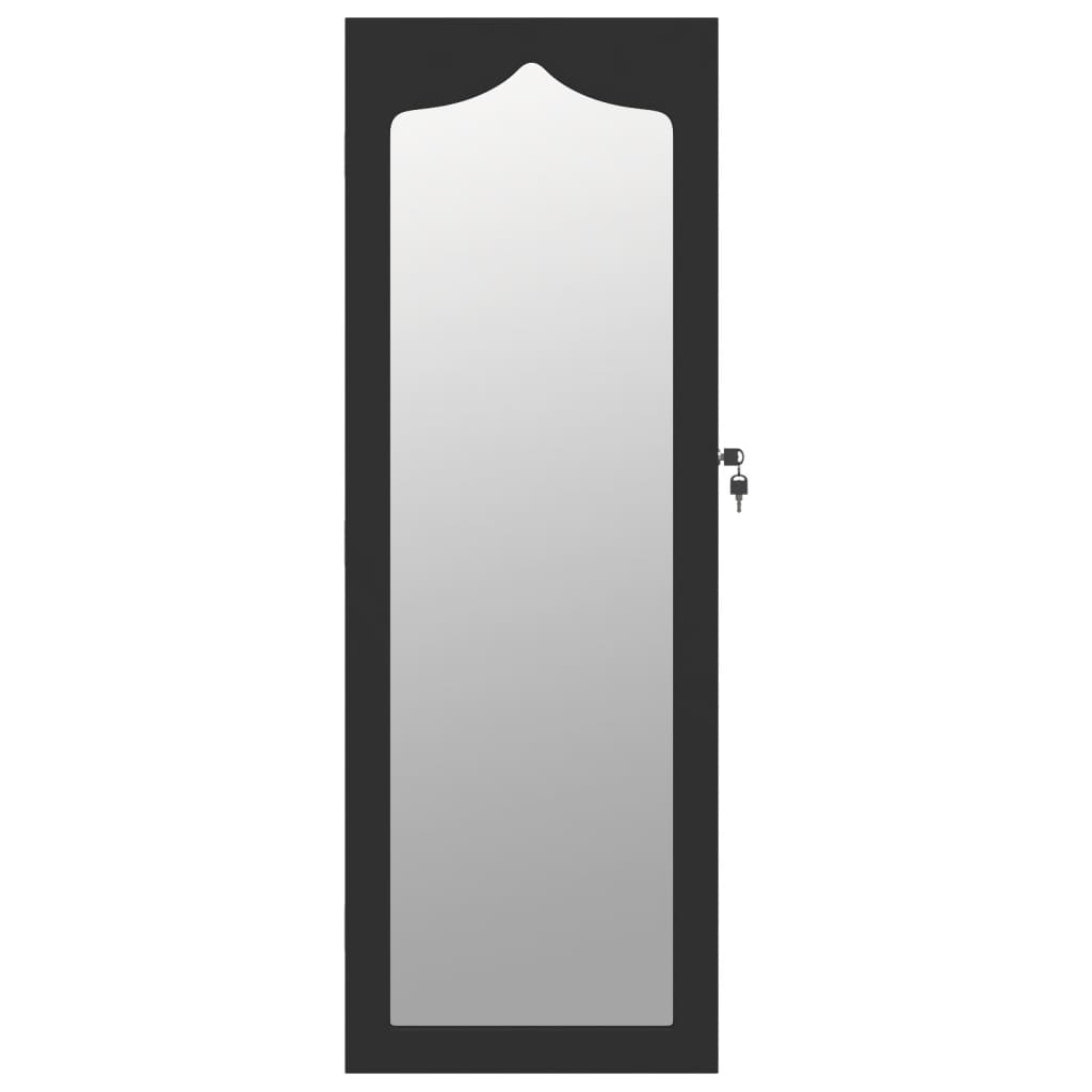 Armoire à bijoux avec miroir murale noir 37,5x10x106 cm