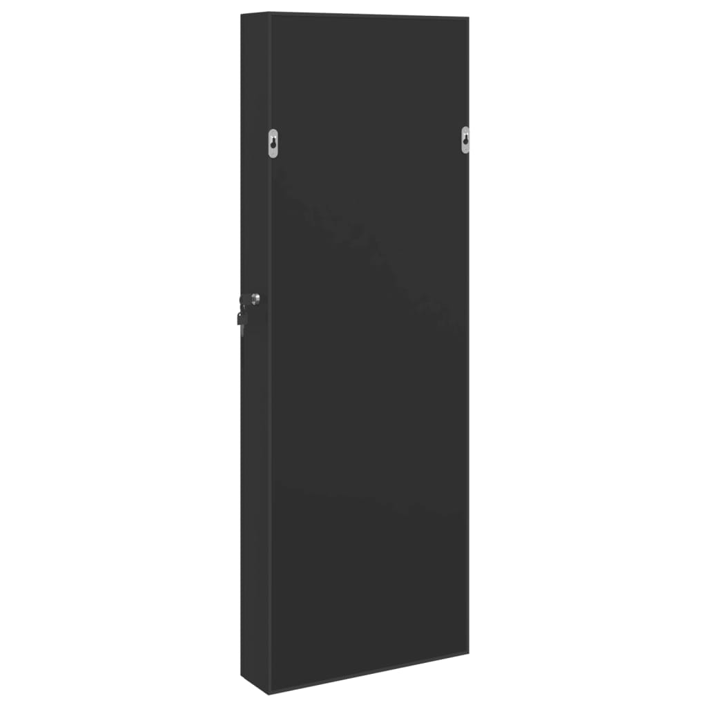 Armoire à bijoux avec miroir murale noir 37,5x10x106 cm