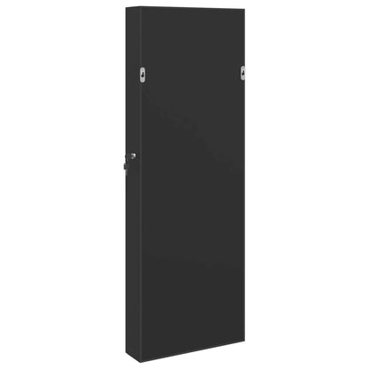 Armoire à bijoux avec miroir murale noir 37,5x10x106 cm