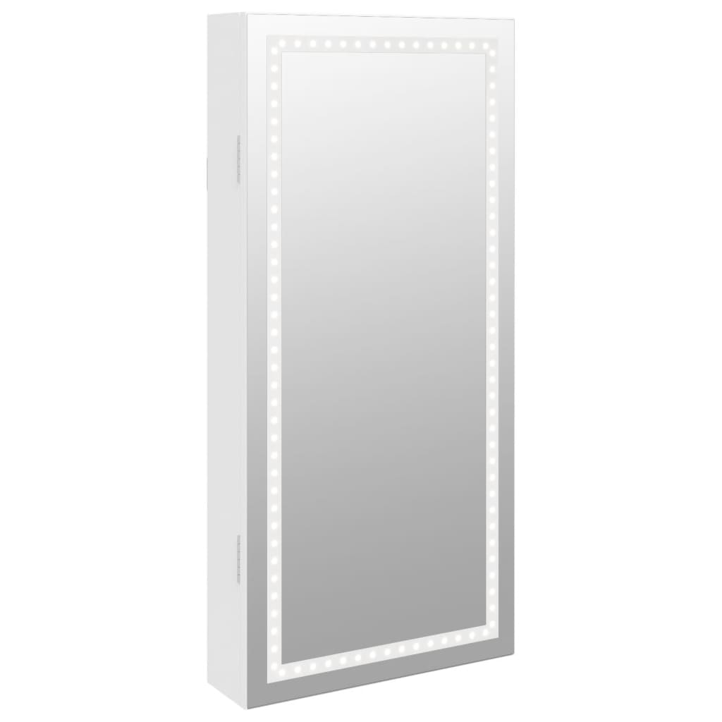 Armoire à bijoux avec miroir et éclairage LED mural blanc