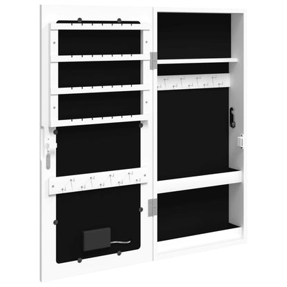 Armoire à bijoux avec miroir et éclairage LED mural blanc