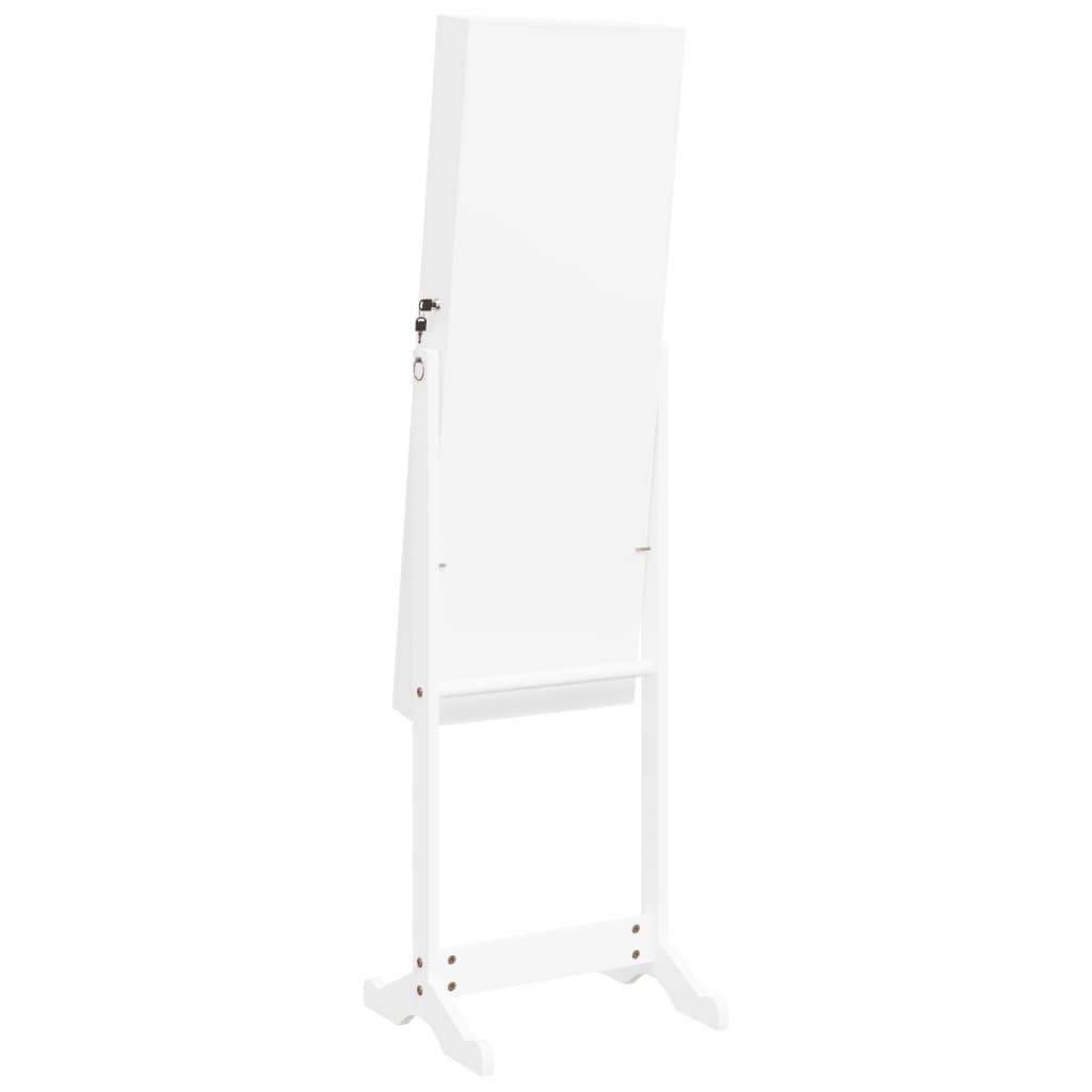 Armoire à bijoux miroir avec lumières LED sur pied blanc