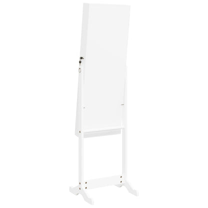 Armoire à bijoux miroir avec lumières LED sur pied blanc