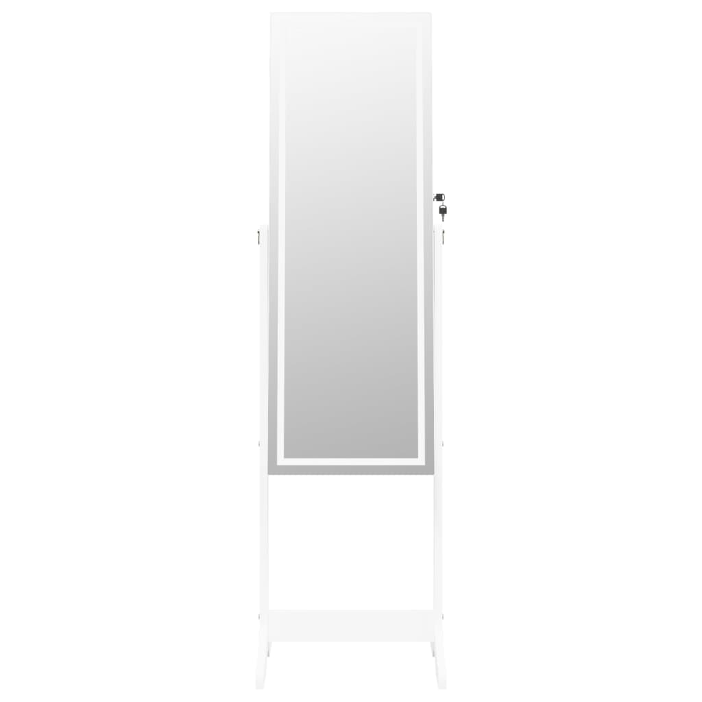 Armoire à bijoux miroir avec lumières LED sur pied blanc