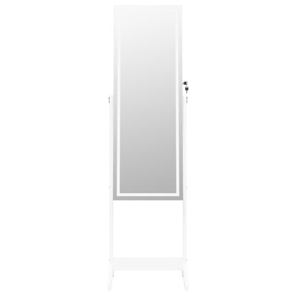 Armoire à bijoux miroir avec lumières LED sur pied blanc