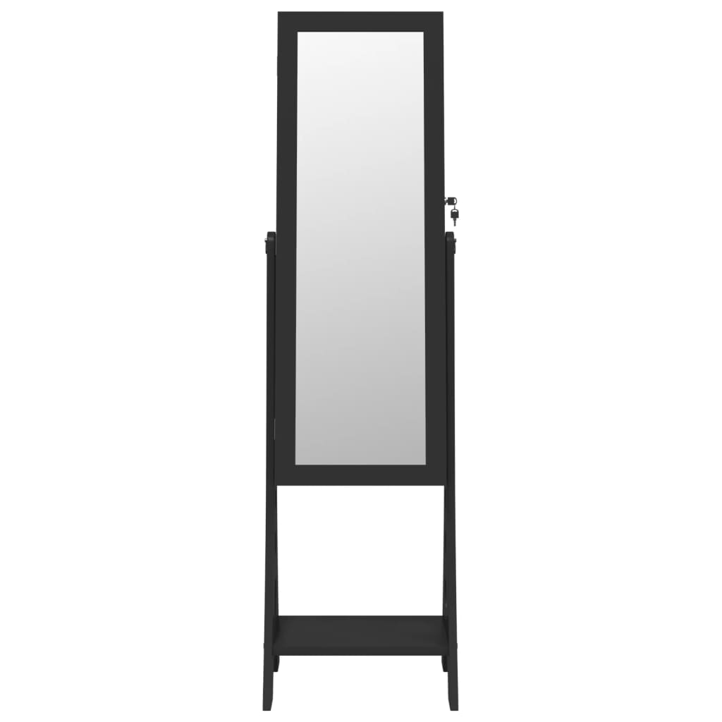 Armoire à bijoux miroir avec lumières LED sur pied noir