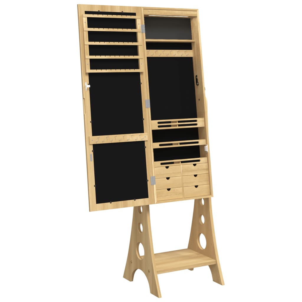 Armoire à bijoux miroir avec lumières LED sur pied