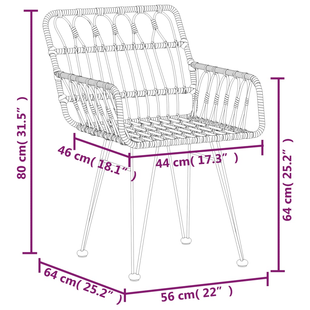 Ensemble à manger de jardin 3 pcs Noir Résine tressée