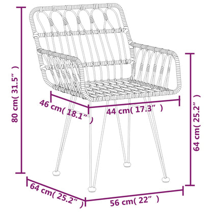 Ensemble à manger de jardin 3 pcs Noir Résine tressée